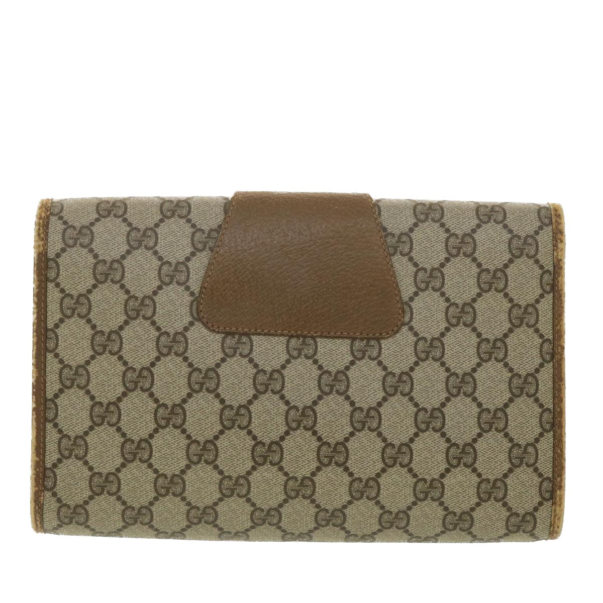 GUCCI Web Sherry Line GG Canvas Clutch Bag PVC Leather Beige Green 89 36492