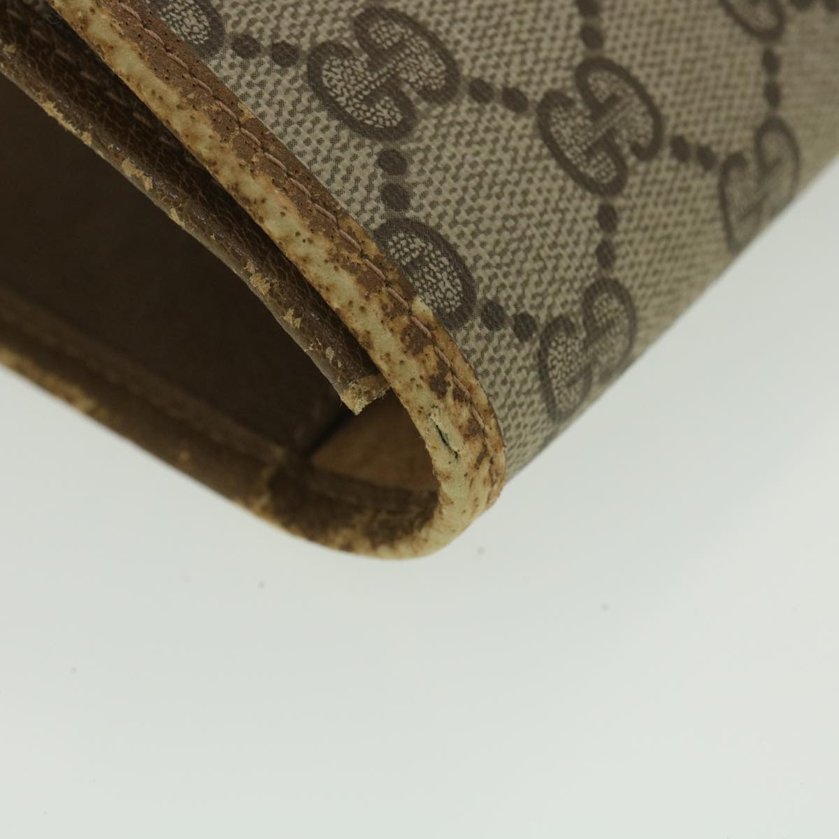 GUCCI Web Sherry Line GG Canvas Clutch Bag PVC Leather Beige Green 89 36492