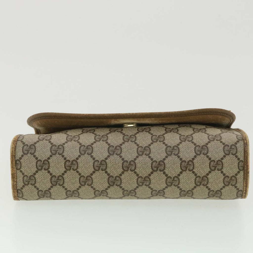 GUCCI Web Sherry Line GG Canvas Clutch Bag PVC Leather Beige Green 89 36492