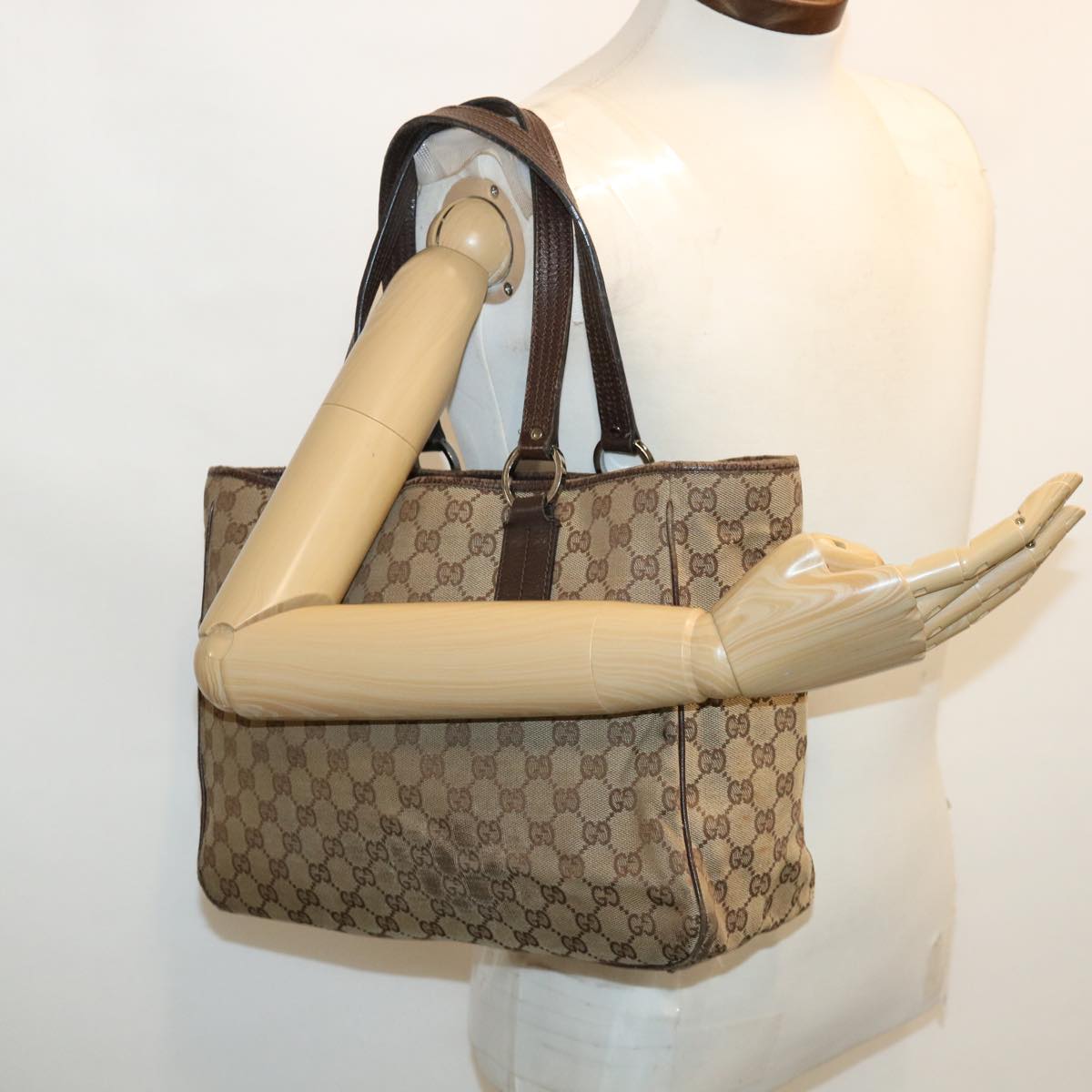 GUCCI GG Canvas Hand Bag Beige 113017 36542