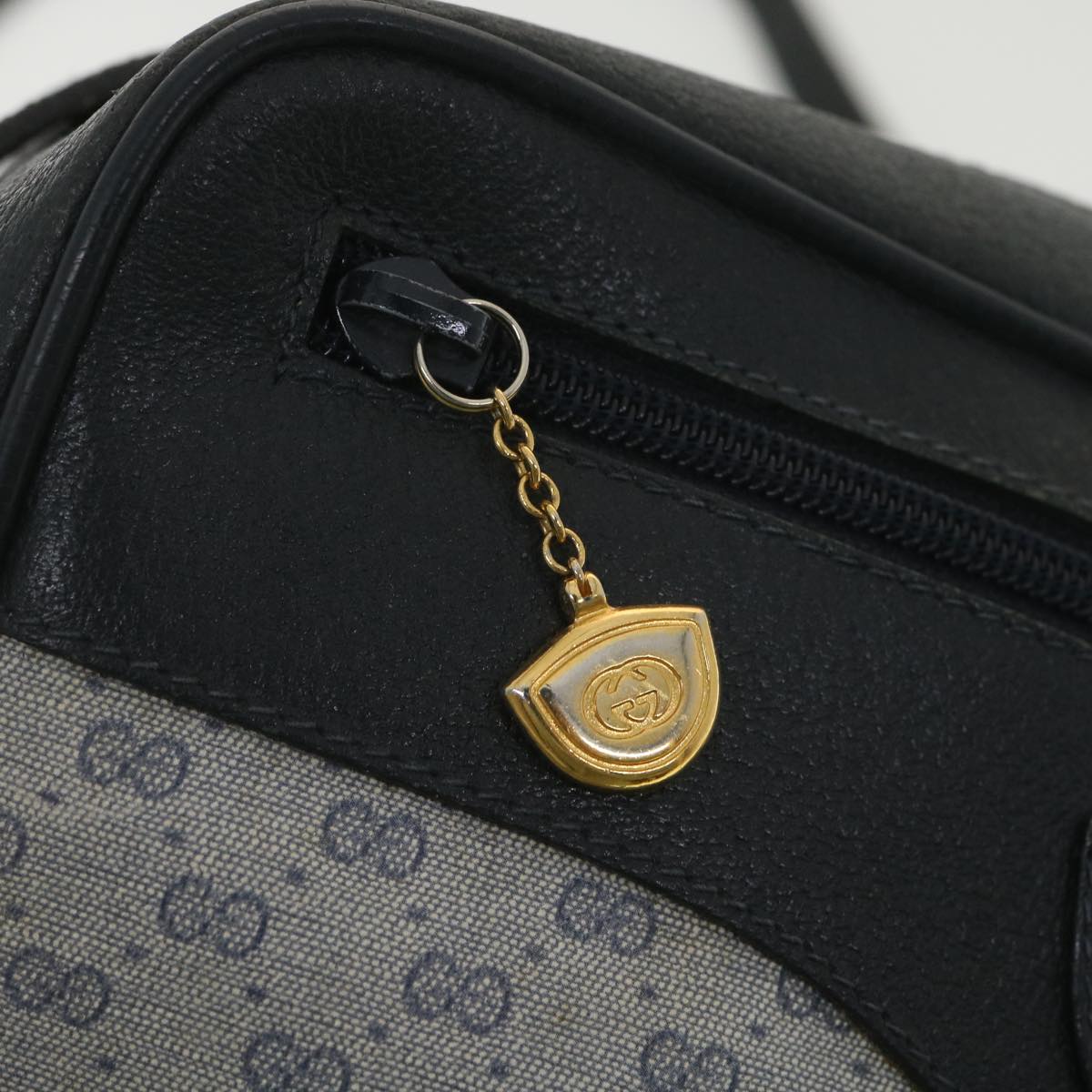 GUCCI Micro GG Canvas Shoulder Bag Navy Gray 001.56.0852 36585