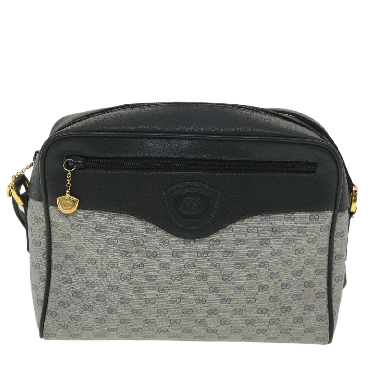 GUCCI Micro GG Canvas Shoulder Bag Navy Gray 001.56.0852 36585