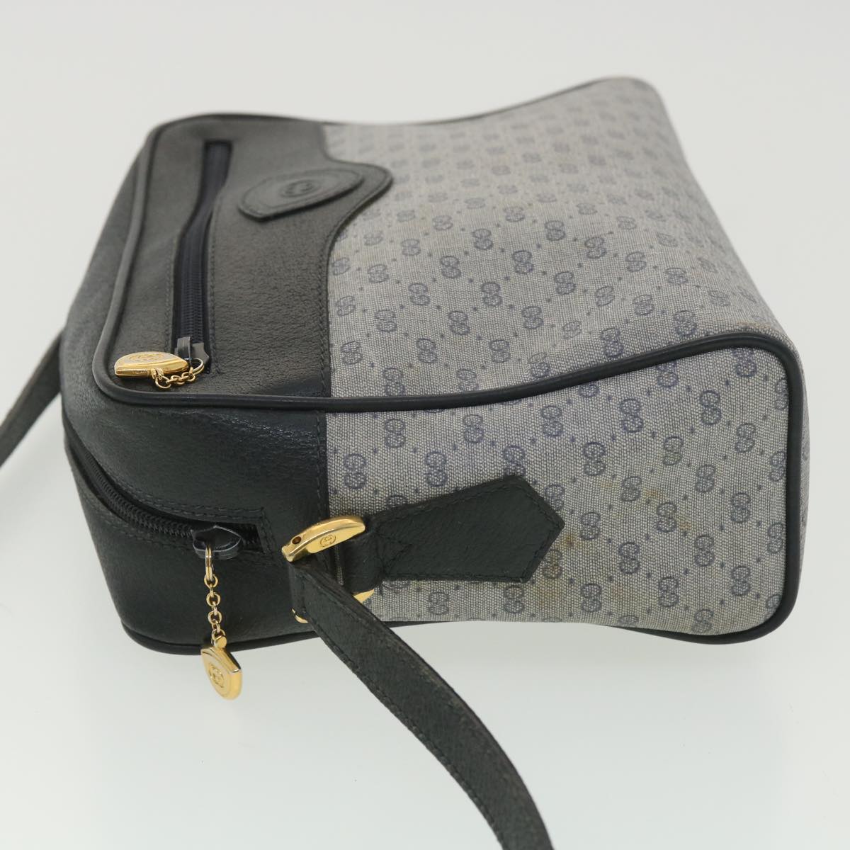 GUCCI Micro GG Canvas Shoulder Bag Navy Gray 001.56.0852 36585