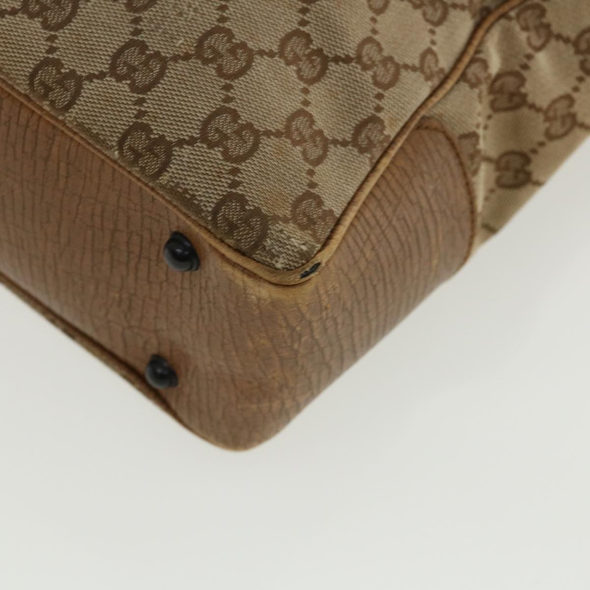 GUCCI GG Canvas Bamboo Hand Bag Beige 112530 36619