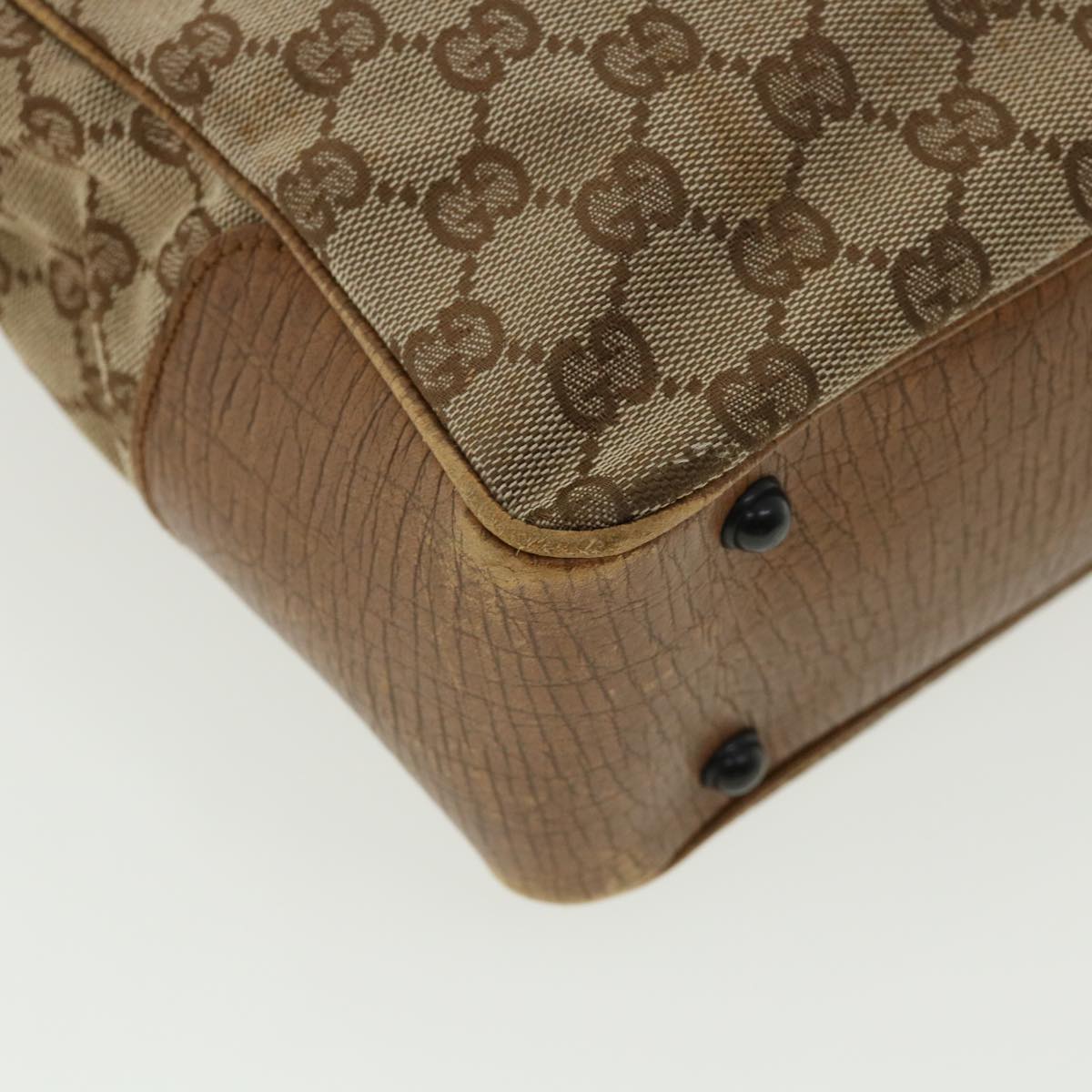 GUCCI GG Canvas Bamboo Hand Bag Beige 112530 36619