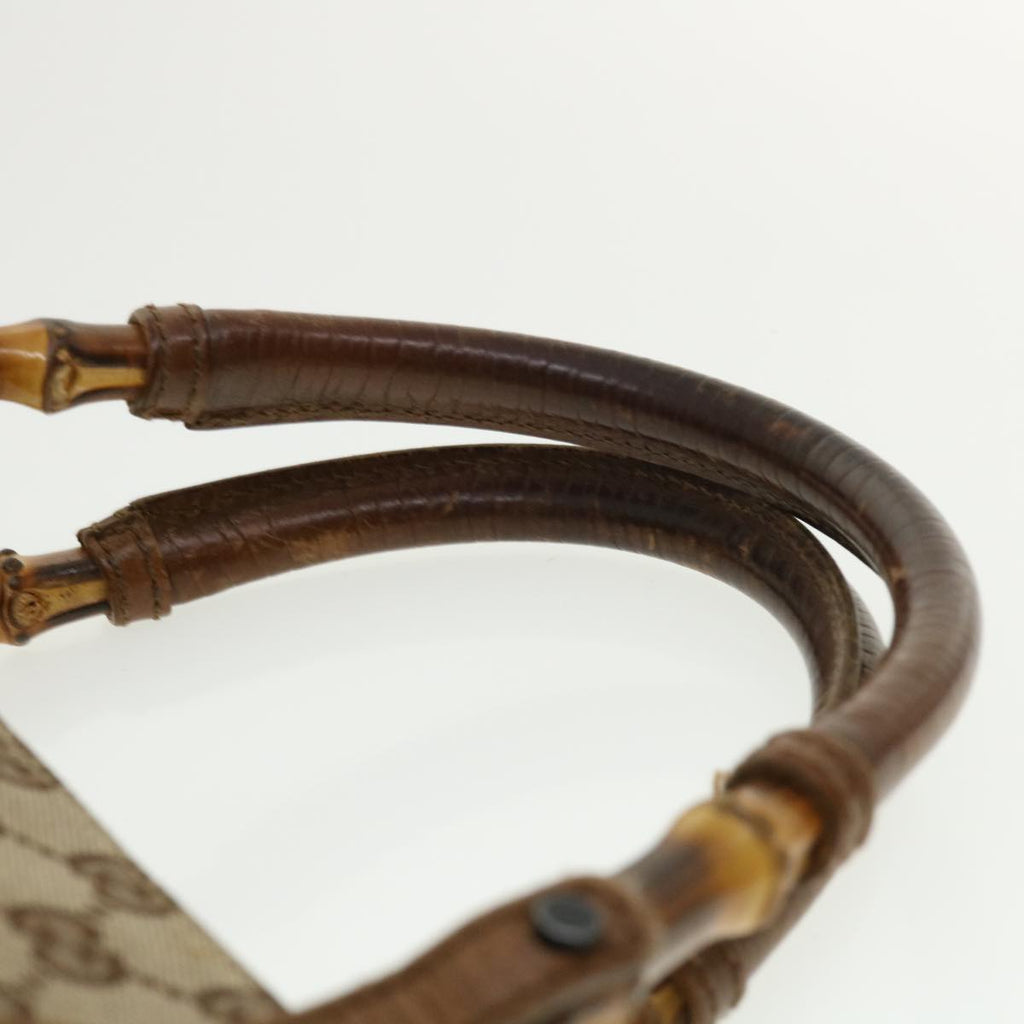 GUCCI GG Canvas Bamboo Hand Bag Beige 112530 36619