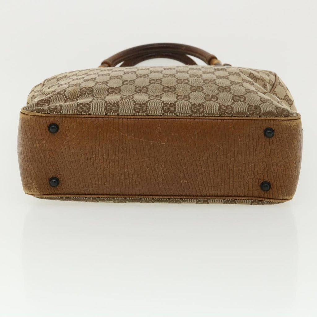 GUCCI GG Canvas Bamboo Hand Bag Beige 112530 36619