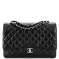 CHANEL Classic Double Flap Bag Quilted Caviar Maxi