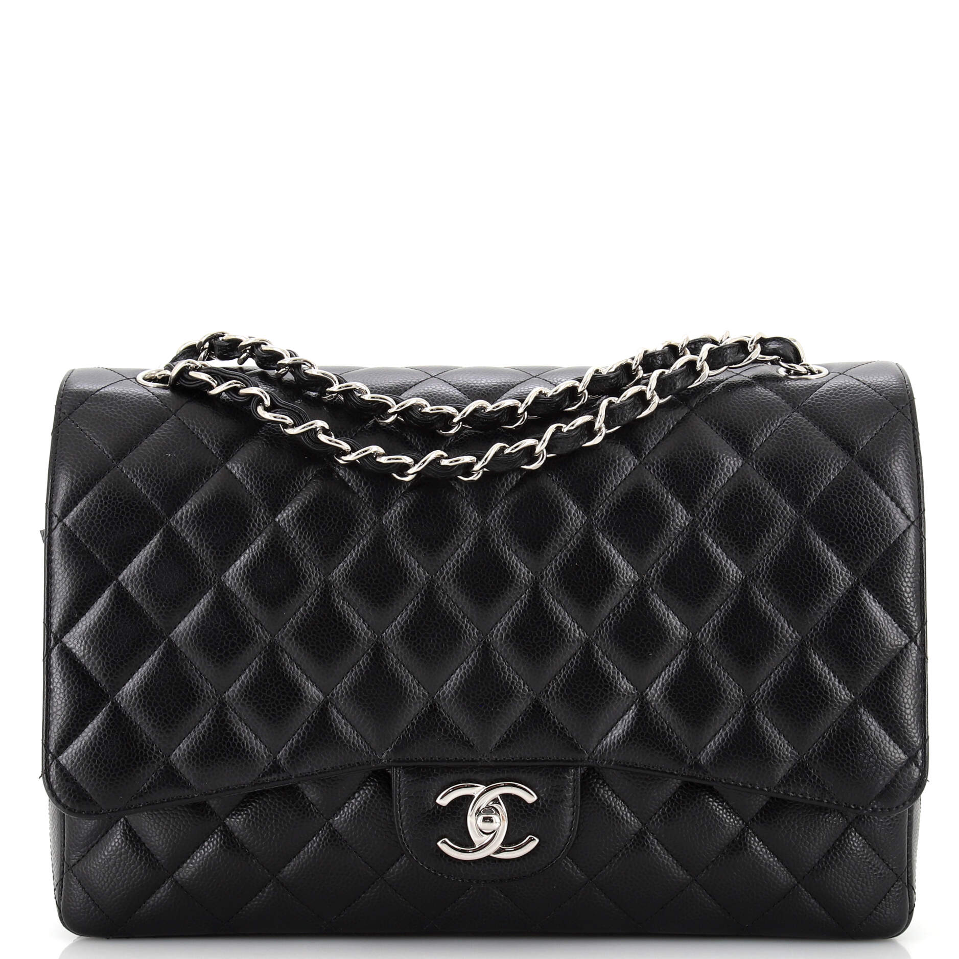 CHANEL Classic Double Flap Bag Quilted Caviar Maxi