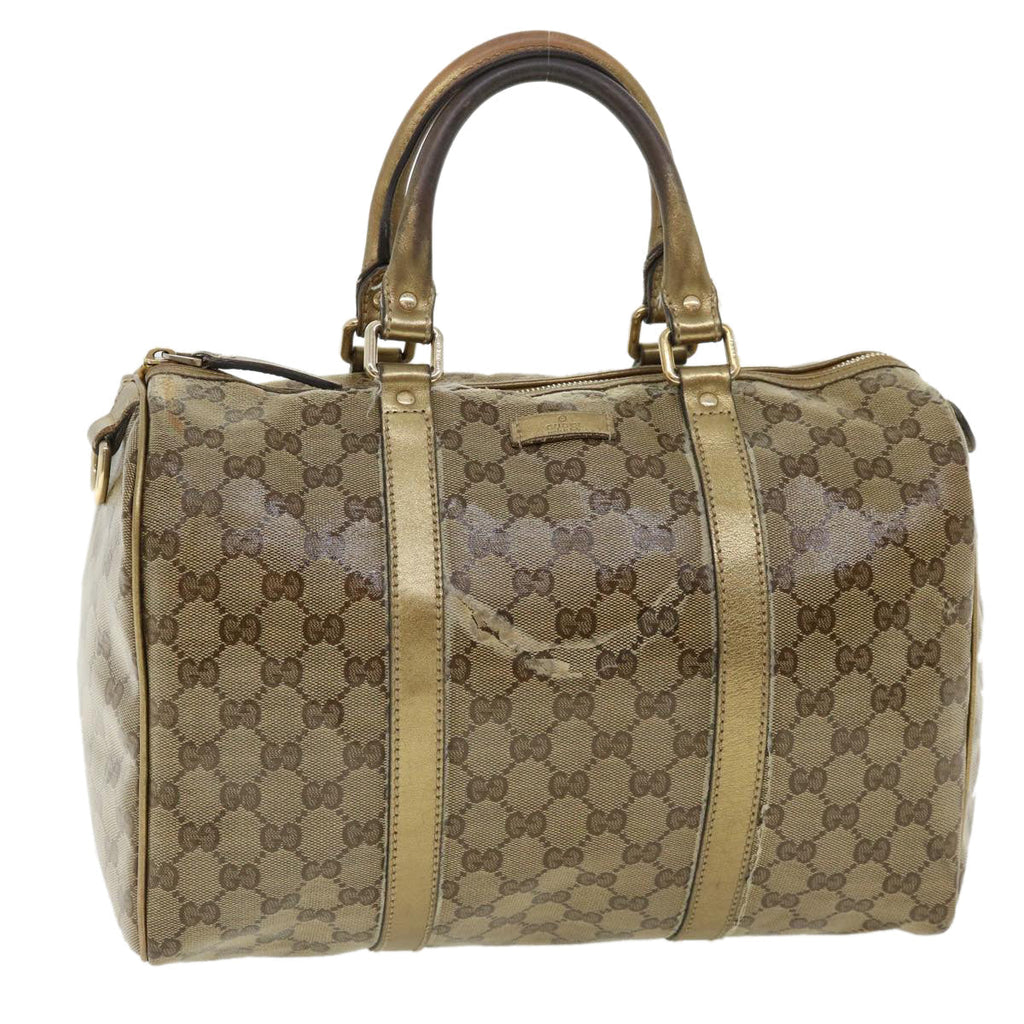 GUCCI GG crystal Boston Bag Coated Canvas Beige Gold 193603 36636