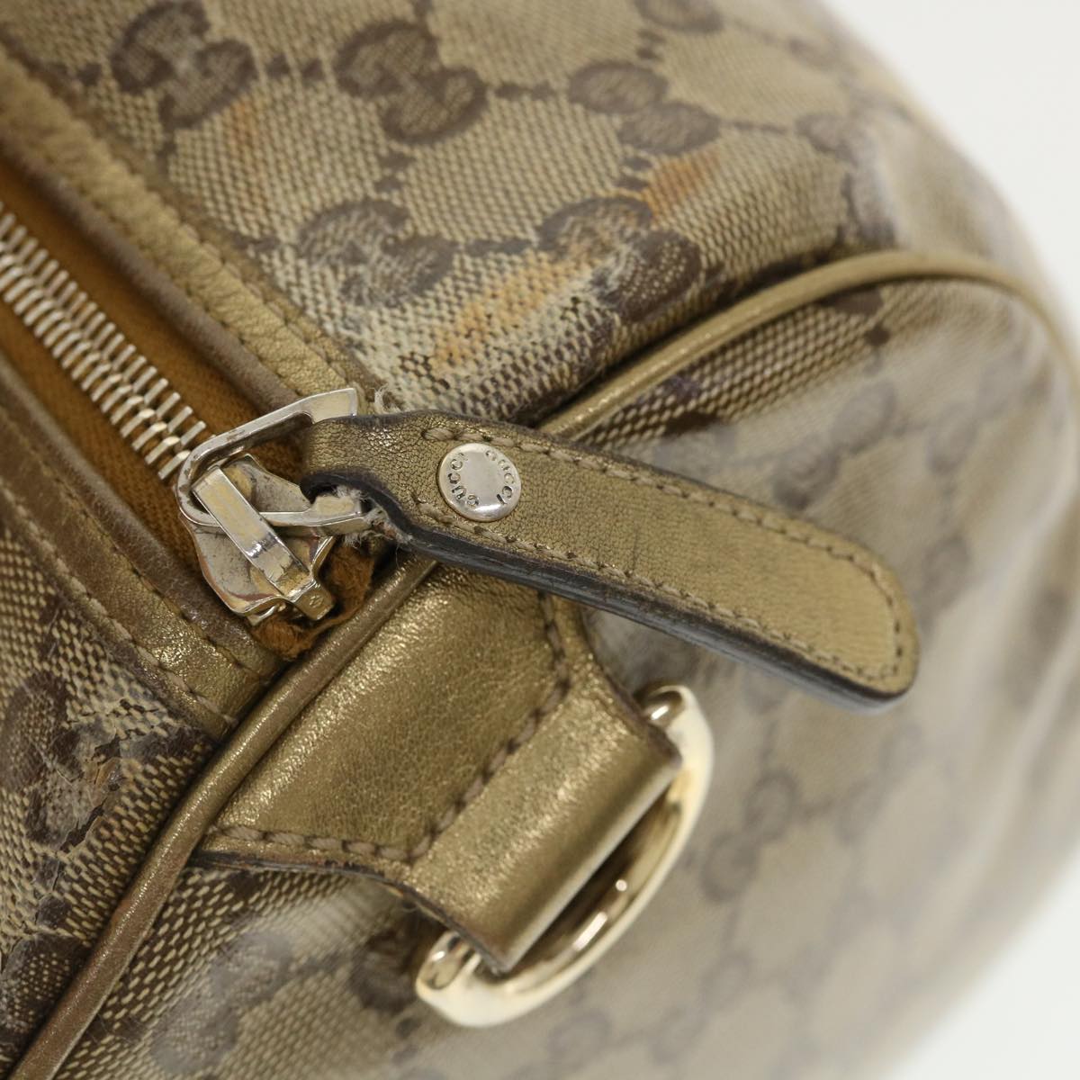 GUCCI GG crystal Boston Bag Coated Canvas Beige Gold 193603 36636