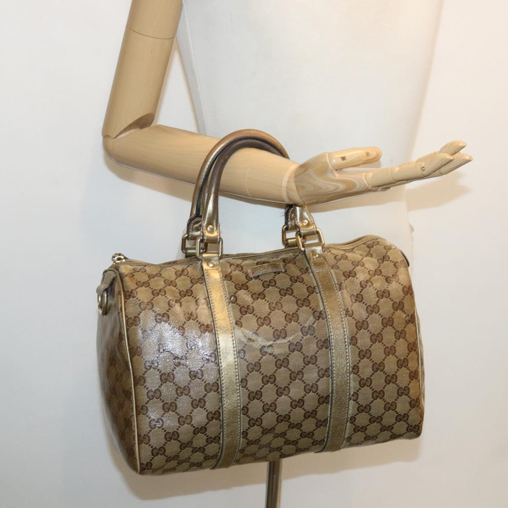 GUCCI GG crystal Boston Bag Coated Canvas Beige Gold 193603 36636