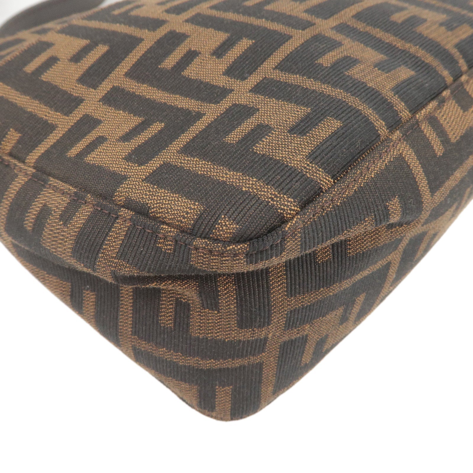 FENDI Zucca Canvas Leather Shoulder Bag Brown Black 26566