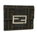 FENDI Zucca Canvas Wallet Black Brown 2401-8M0023-029 36688