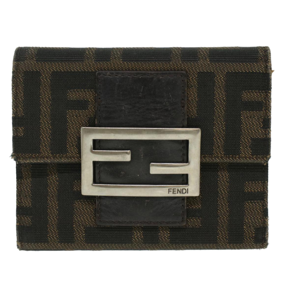 FENDI Zucca Canvas Wallet Black Brown 2401-8M0023-029 36688