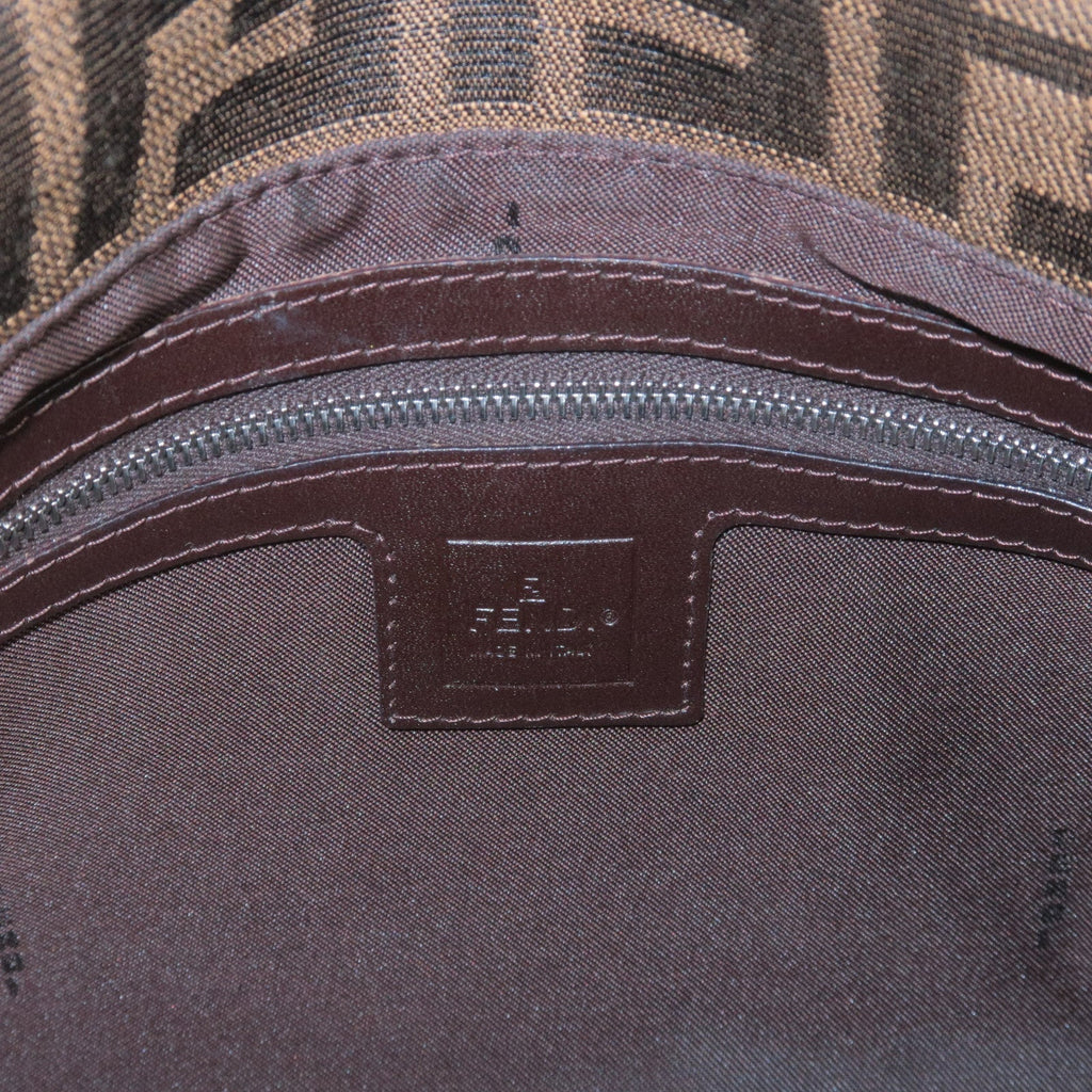 FENDI Zucca Canvas Leather Shoulder Bag Brown Black 26325
