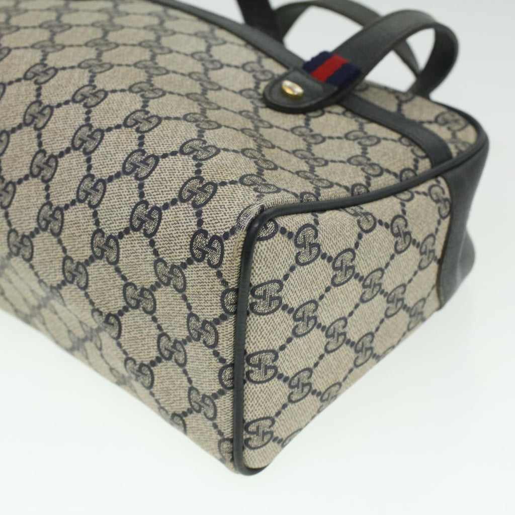 GUCCI Sherry Line GG Canvas Hand Bag PVC Leather Navy Red 36723