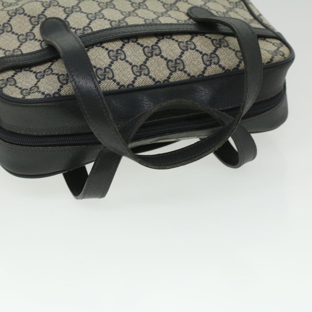 GUCCI Sherry Line GG Canvas Hand Bag PVC Leather Navy Red 36723