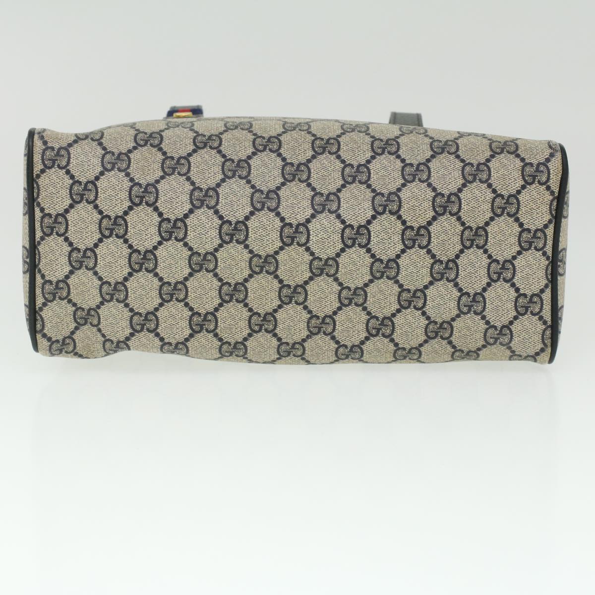 GUCCI Sherry Line GG Canvas Hand Bag PVC Leather Navy Red 36723