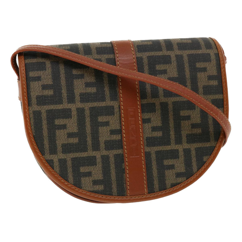 FENDI Zucca Canvas Shoulder Bag Beige Brown 36725