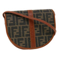 FENDI Zucca Canvas Shoulder Bag Beige Brown 36725