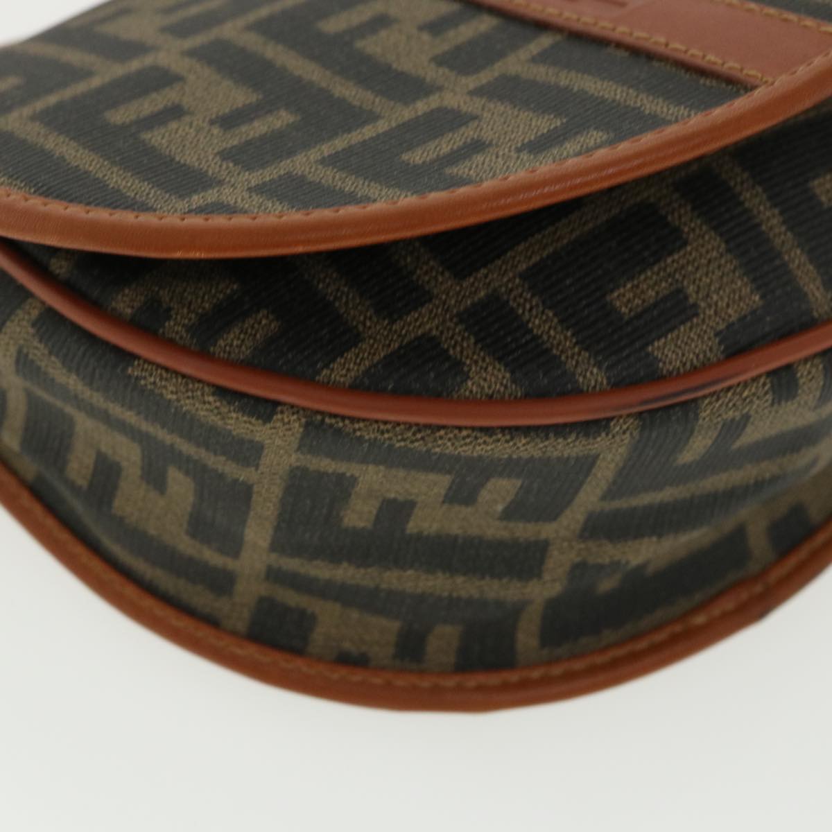 FENDI Zucca Canvas Shoulder Bag Beige Brown 36725