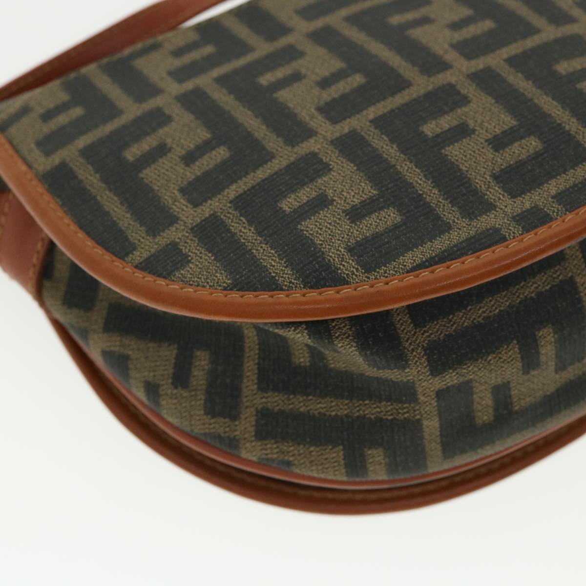 FENDI Zucca Canvas Shoulder Bag Beige Brown 36725