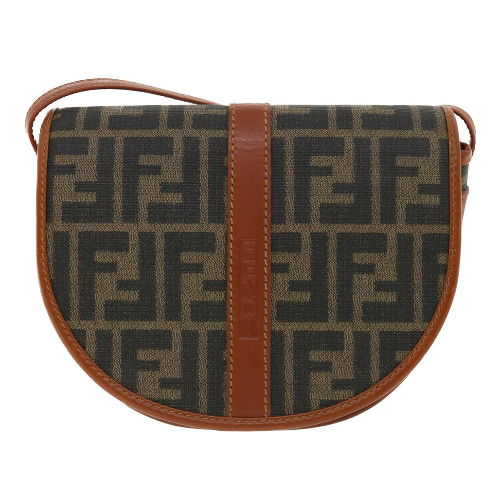 FENDI Zucca Canvas Shoulder Bag Beige Brown 36725