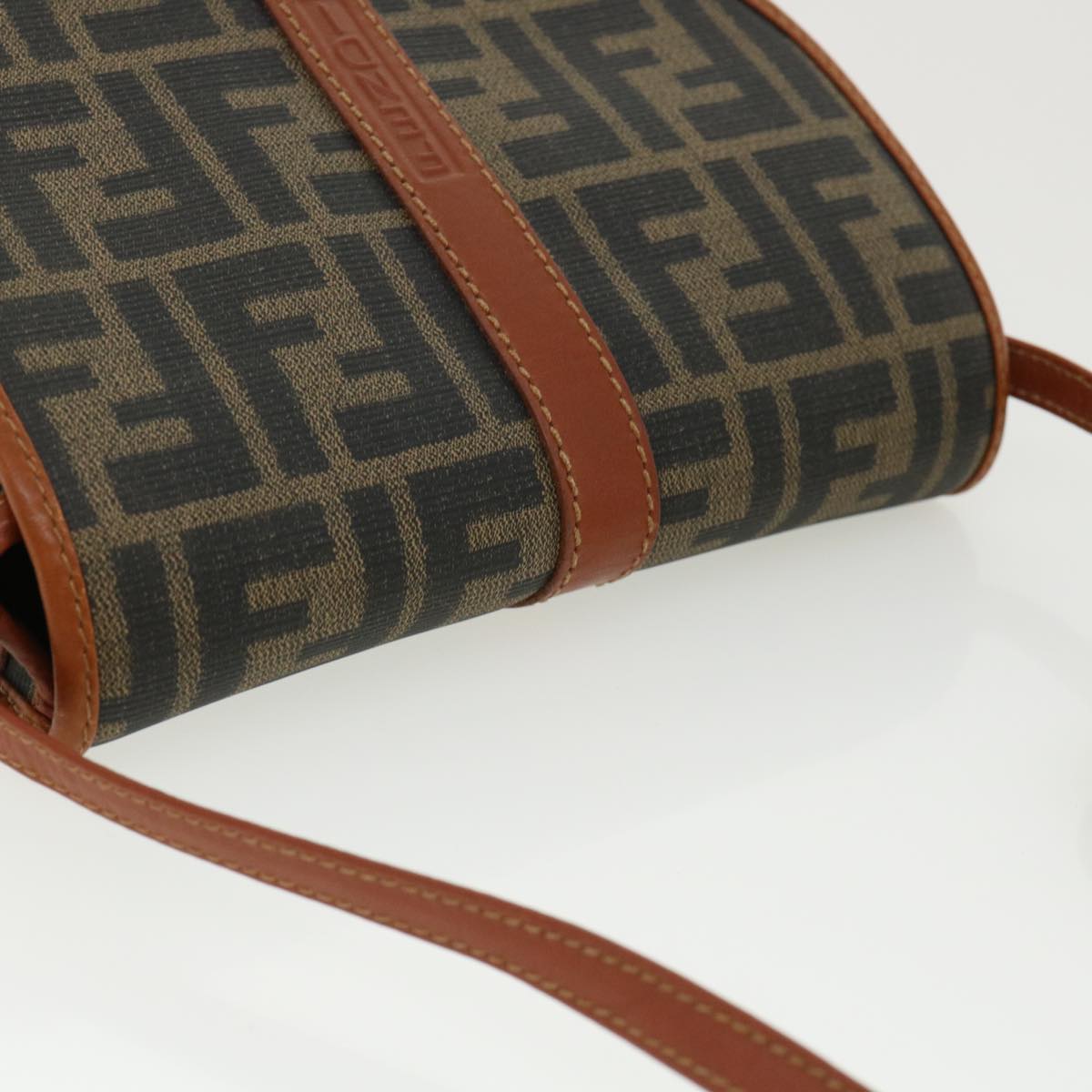FENDI Zucca Canvas Shoulder Bag Beige Brown 36725