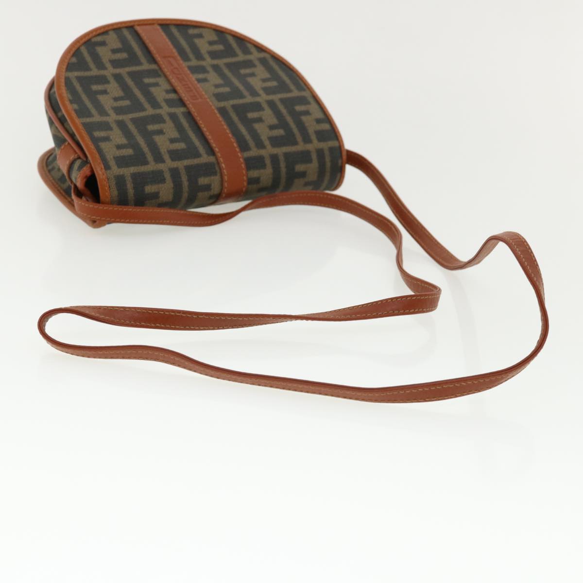 FENDI Zucca Canvas Shoulder Bag Beige Brown 36725