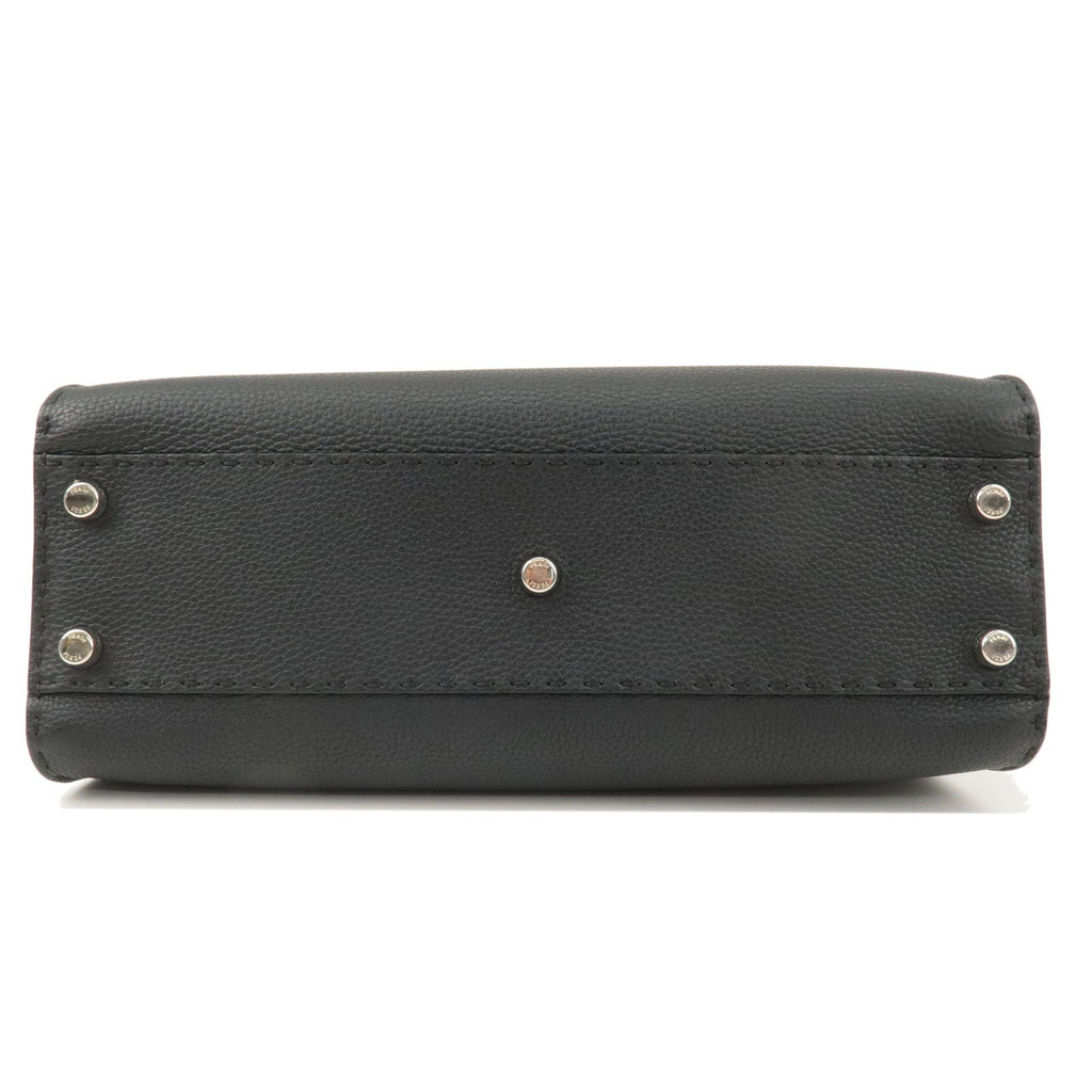 FENDI Selleria Leather Peekaboo Regular 2WAY Bag Black 8BN290