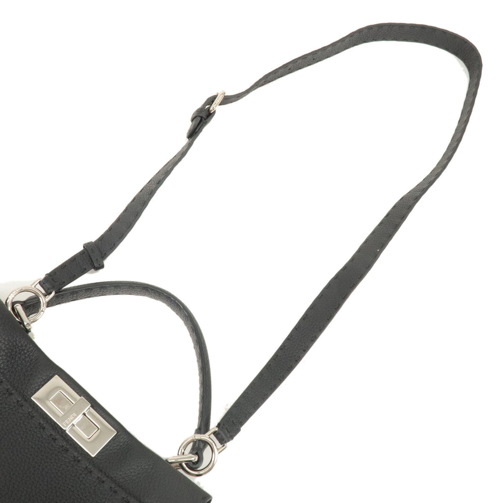 FENDI Selleria Leather Peekaboo Regular 2WAY Bag Black 8BN290