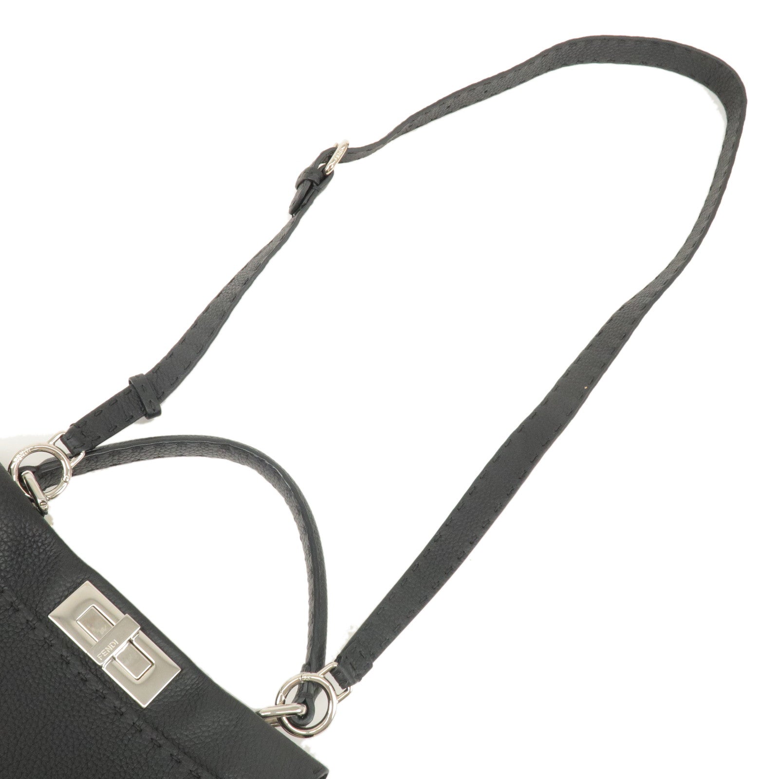 FENDI Selleria Leather Peekaboo Regular 2WAY Bag Black 8BN290