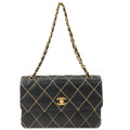 CHANEL Wild Stitch Matelasse Lamb Skin Chain Shoulder Bag A14687