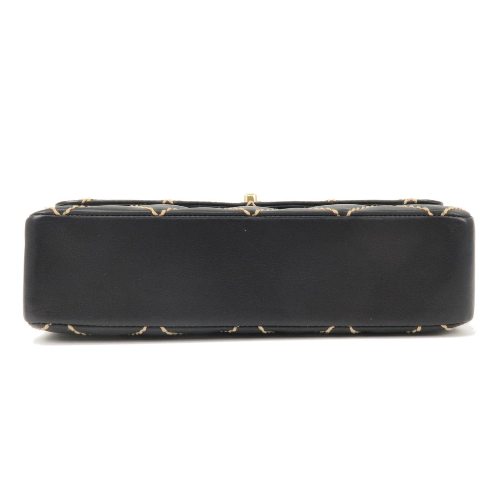 CHANEL Wild Stitch Matelasse Lamb Skin Chain Shoulder Bag A14687
