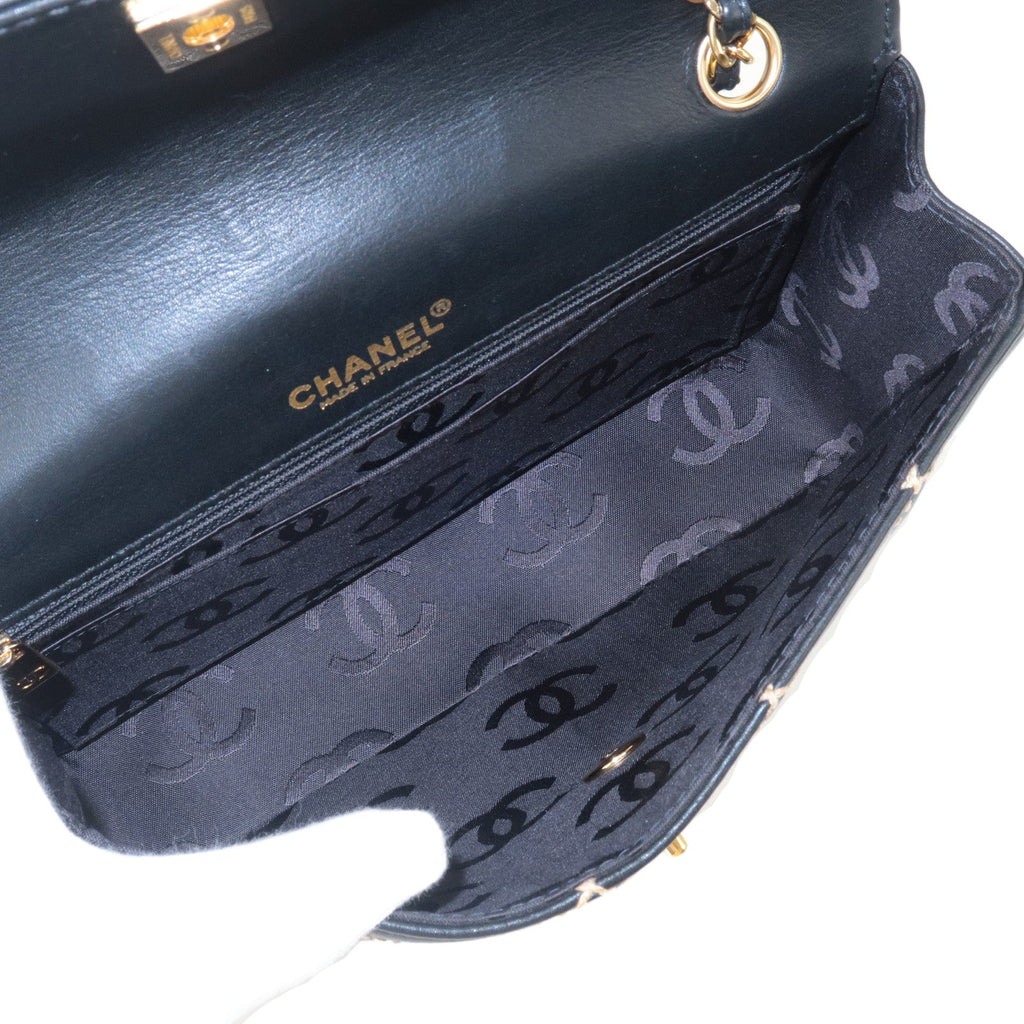 CHANEL Wild Stitch Matelasse Lamb Skin Chain Shoulder Bag A14687