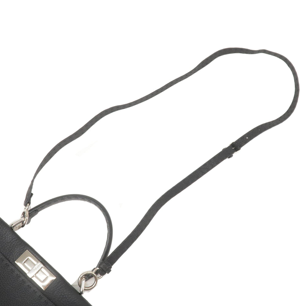 FENDI Selleria Peekaboo Regular Leather 2WAY Bag Black 8BN226