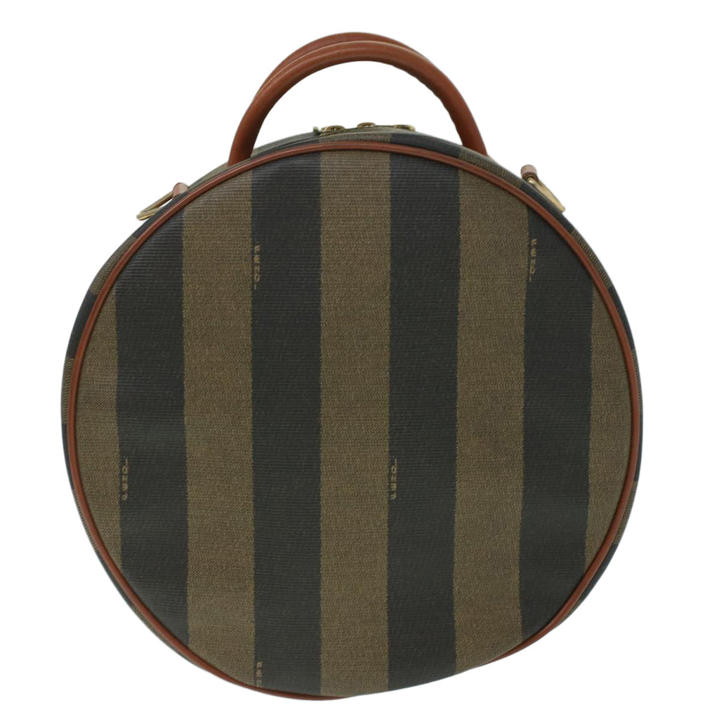 FENDI Pecan Canvas Hand Bag 2way Brown Khaki Auth 36762
