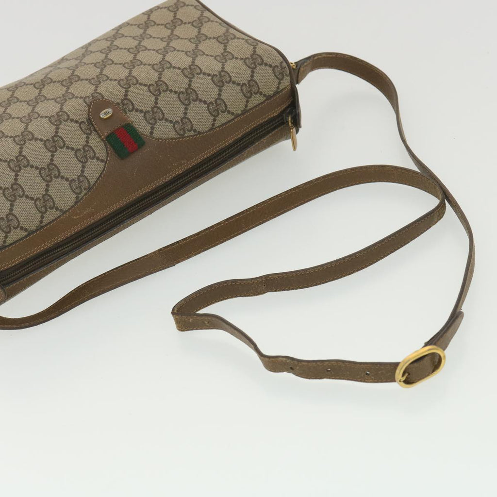 GUCCI GG Canvas Web Sherry Line Shoulder Bag Beige Red 89.02.012 36784