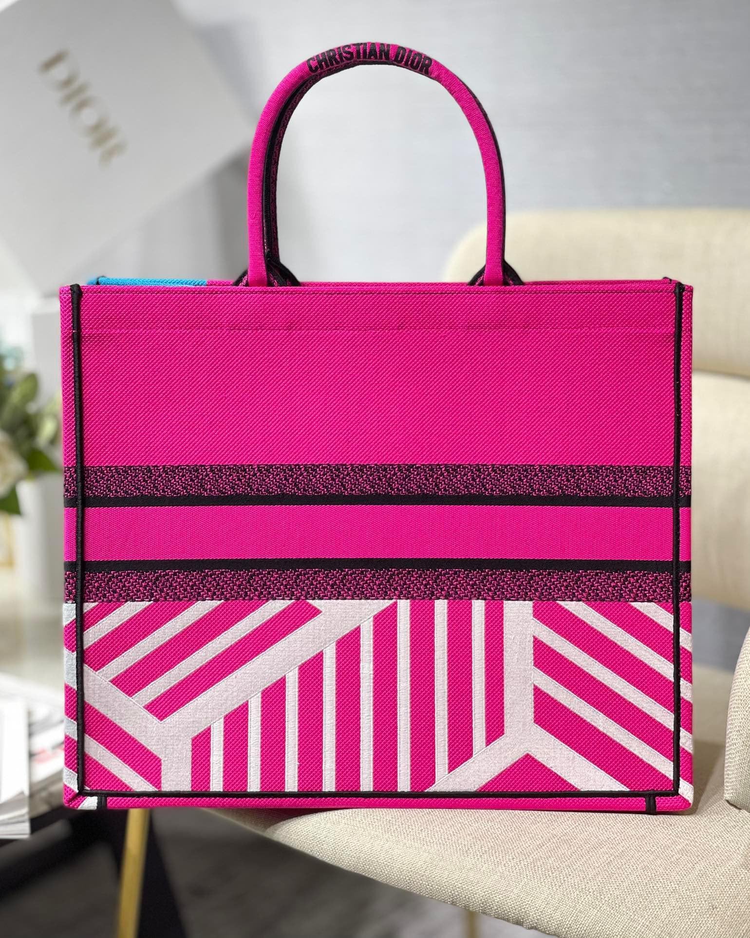 GLAMI Large Book Tote Pink And Blue, For Women, WomenÃ¢â‚¬â„¢s Handbags 16.5in/42cm CD