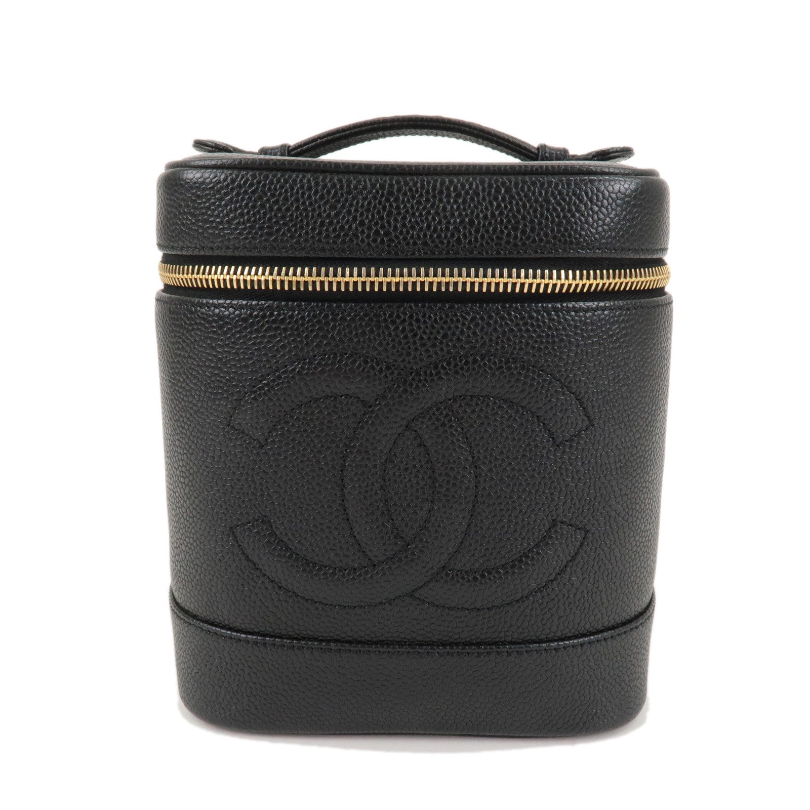 CHANEL Caviar Skin Vanity Bag Hand Bag Black A01998