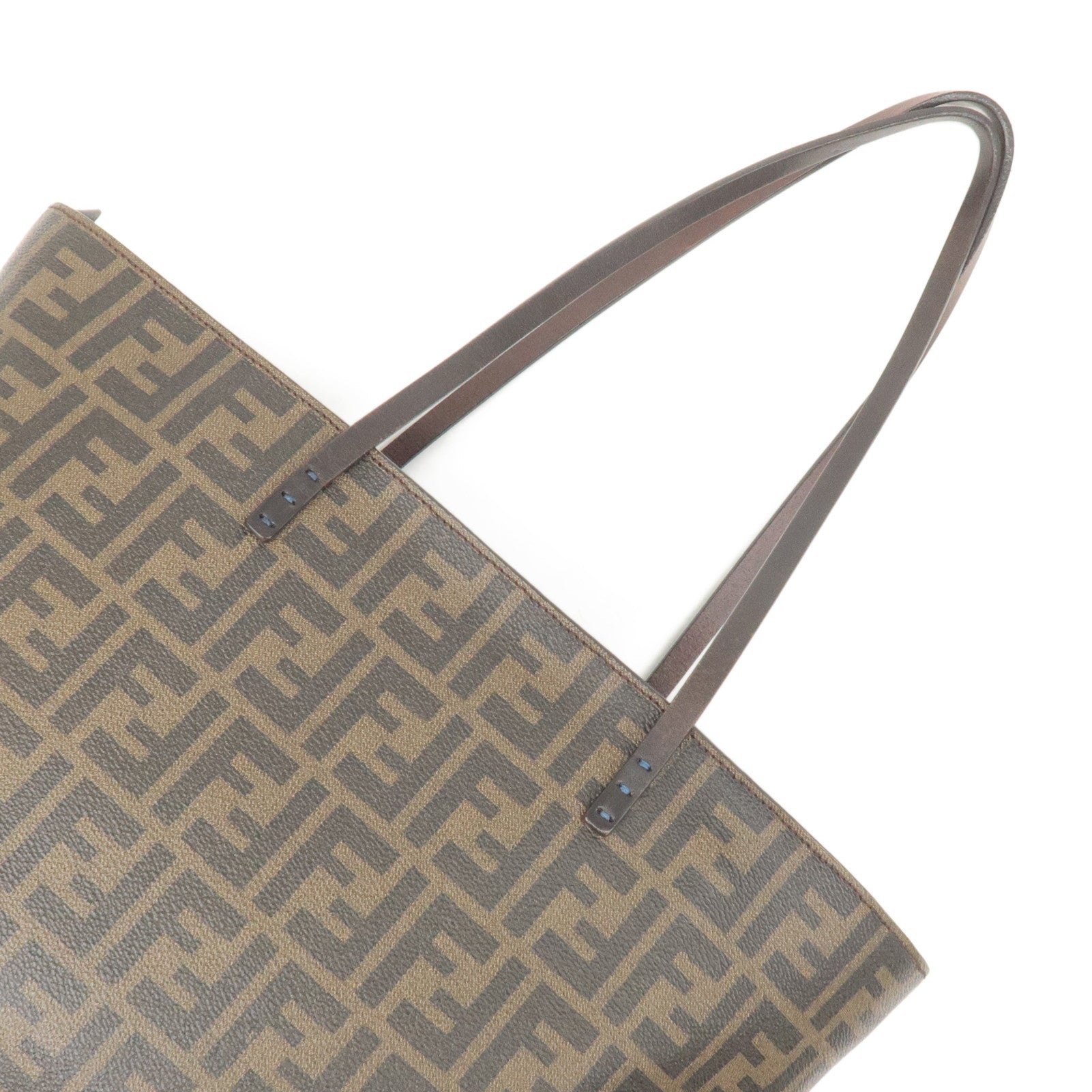 FENDI Zucca Logo Print PVC Leather Tote Bag Brown 8BH198