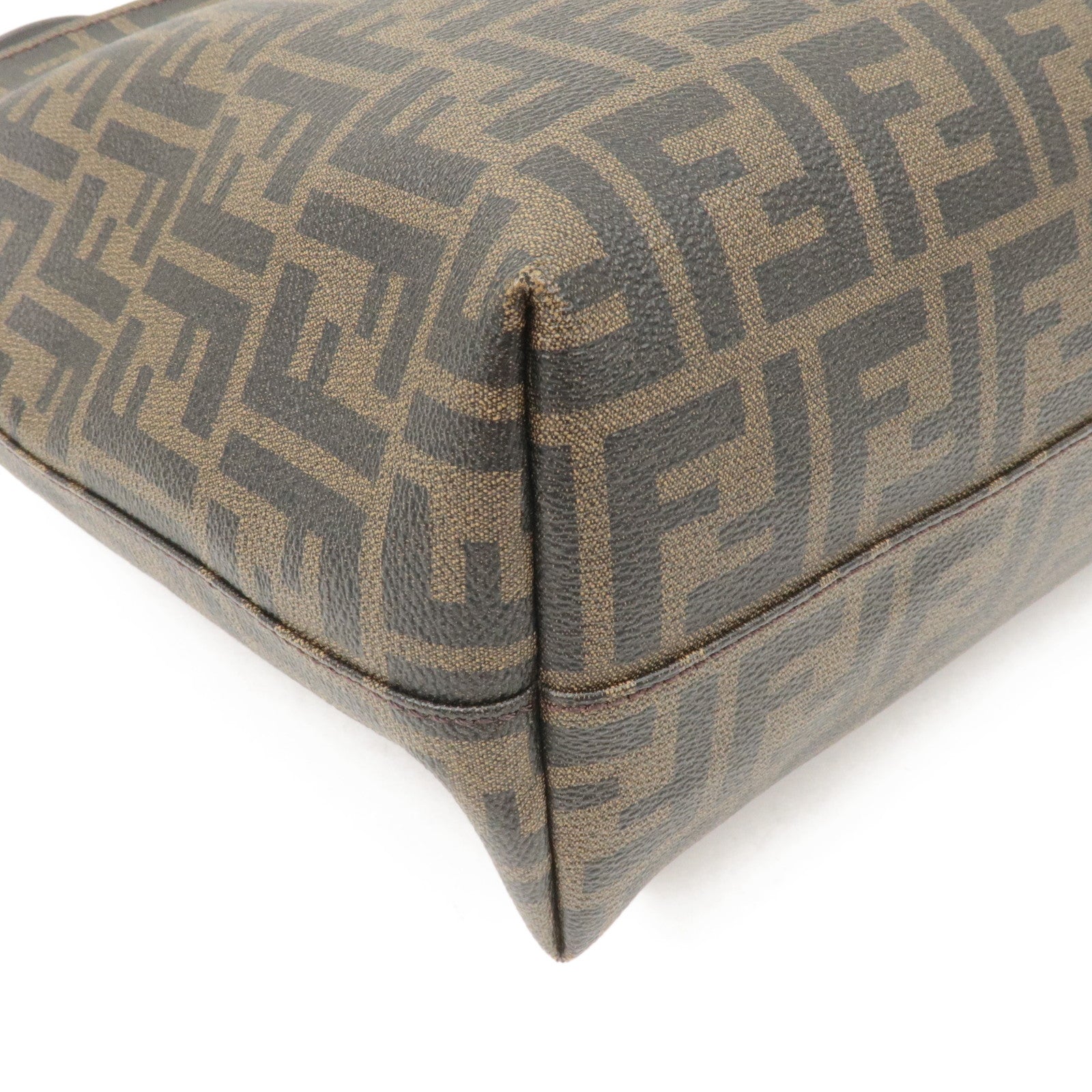 FENDI Zucca Logo Print PVC Leather Tote Bag Brown 8BH198