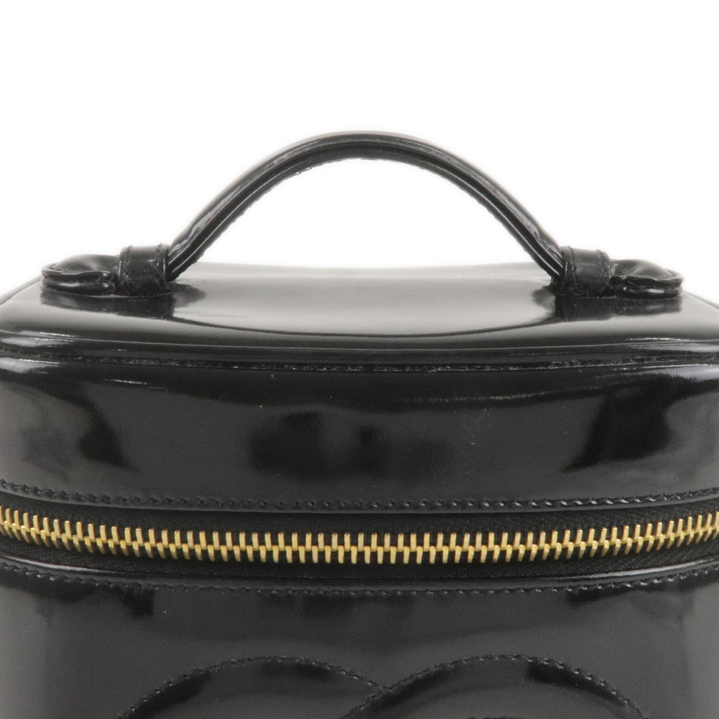 CHANEL Enamel Vanity Bag Hand Bag Cosmetic Bag Black A01998