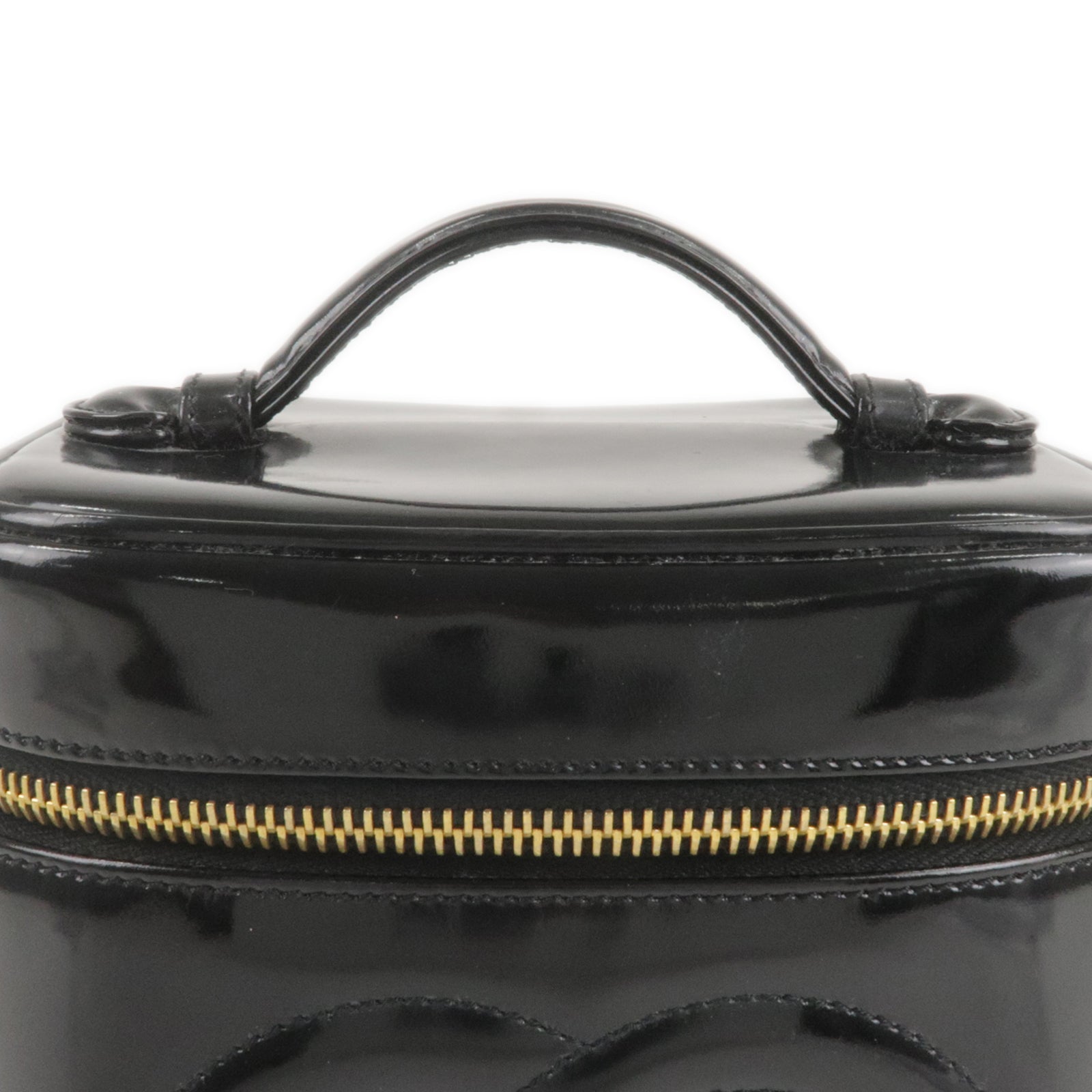 CHANEL Enamel Vanity Bag Hand Bag Cosmetic Bag Black A01998