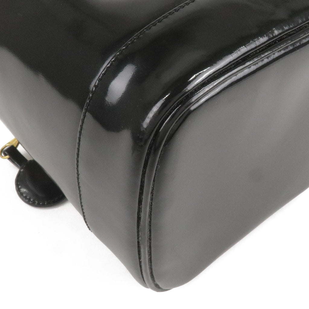 CHANEL Enamel Vanity Bag Hand Bag Cosmetic Bag Black A01998