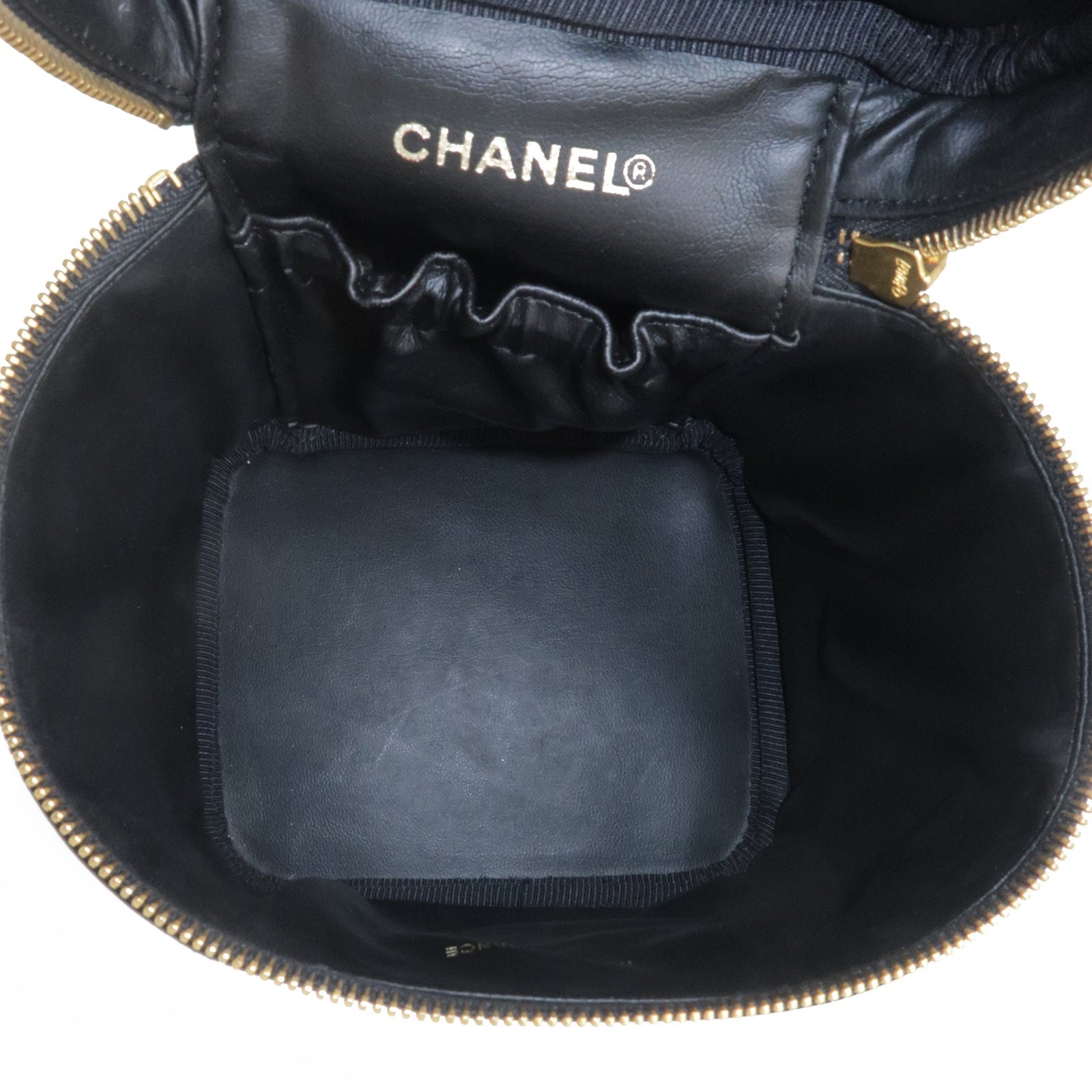 CHANEL Enamel Vanity Bag Hand Bag Cosmetic Bag Black A01998