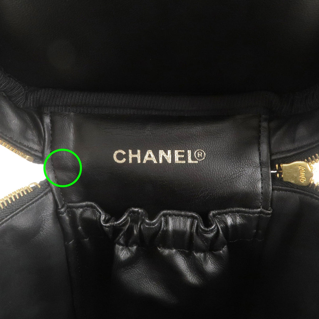 CHANEL Enamel Vanity Bag Hand Bag Cosmetic Bag Black A01998