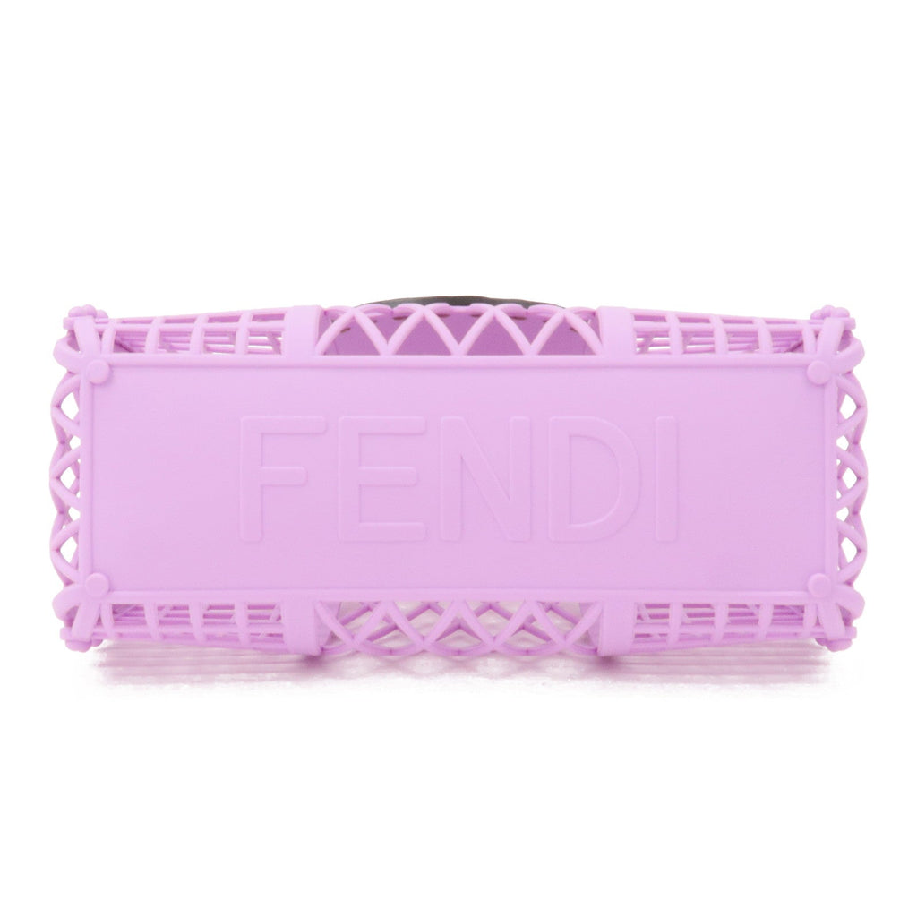 FENDI Plastic Leather Basket Hand Bag Small Purple 8BH388