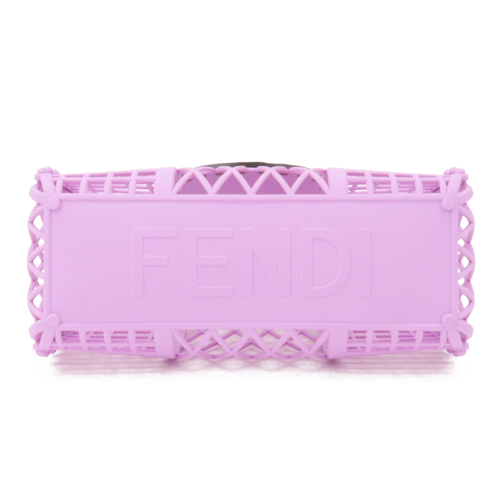 FENDI Plastic Leather Basket Hand Bag Small Purple 8BH388